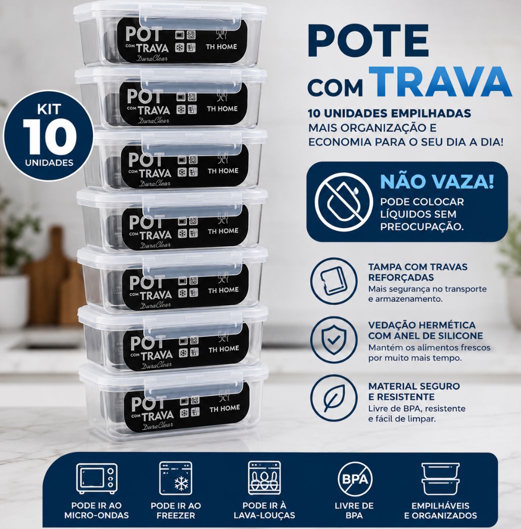 Pote Hemértico kit c/10 anti- vazamento 750ml
