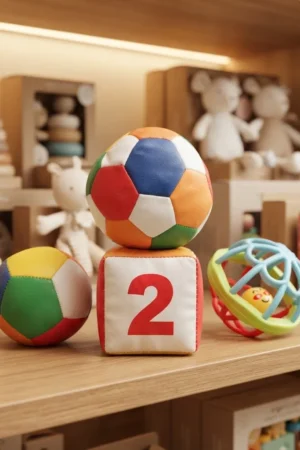 Kit Dado e Bola Grande, Bola Pq e Chocalho - 4 Pecas