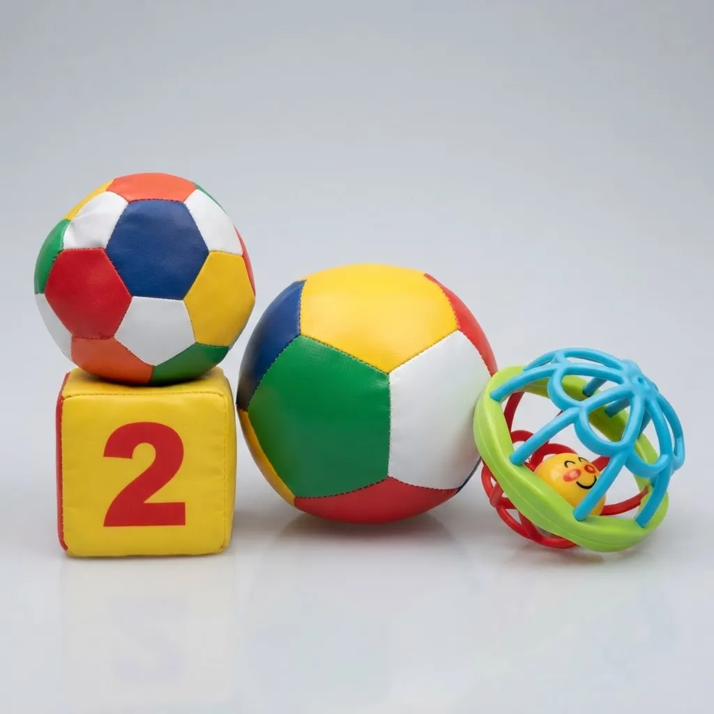 Kit Dado e Bola Grande, Bola Pq e Chocalho - 4 Pecas - Imagem 3