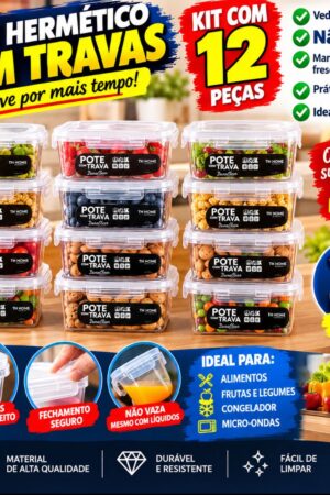 Potes Herméticos Kit c/12 Anti vazamento 750 ml